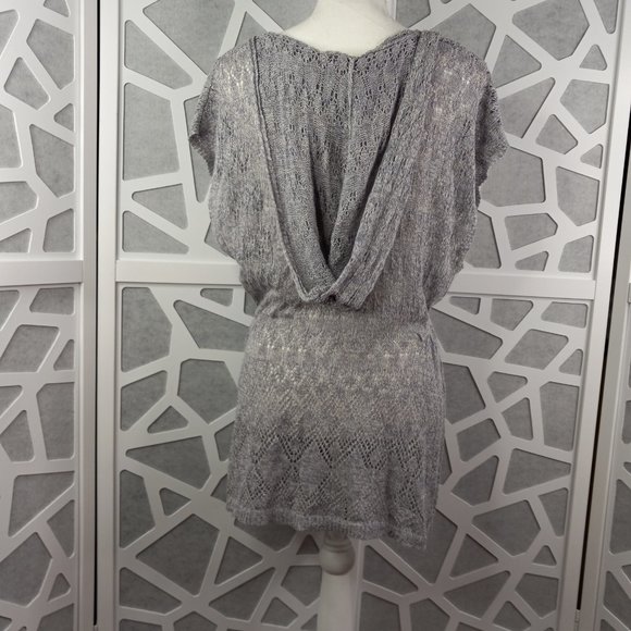 Anthropologie Moth S Pointelle Hooded Sweater Tunic Linen Blend Pullover - Picture 7 of 16